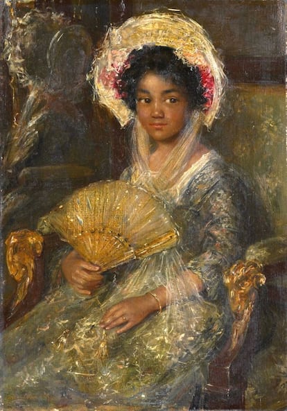 'Mujer joven con un abanico', de Simon Maris, anteriormente titulada 'Jovencita negra'.