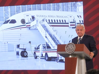 El presidente, Andrés Manuel López Obrador, en la conferencia de prensa este lunes.