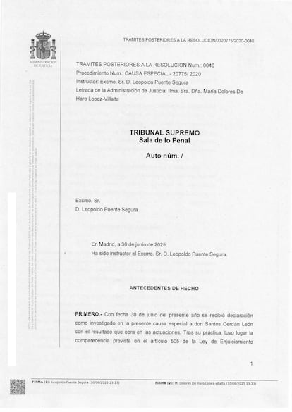 Auto prisión Santos Cerdán