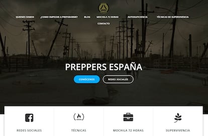 Aspecto de la página web de 'Preppers España', la asociación de preparacionistas españoles que dan instrucciones para preparar, por ejemplo, una mochila con material para sobrevivir a las primeras 72 horas tras un colapso.