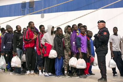 Inmigrantes en Lampedusa.