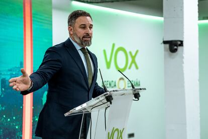 El presidente de Vox, Santiago Abasca, este lunes.