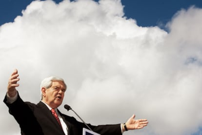 Newt Gingrich, candidato en las primarias del Partido Republicano, durante un mitin en Coral Springs, Florida, el pasado miércoles.