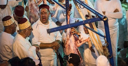 Ceremonia del sacrificio de corderos en el monte Gerizim.