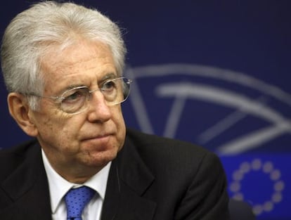 El primer ministro italiano, Mario Monti, en el Parlamento Europeo.