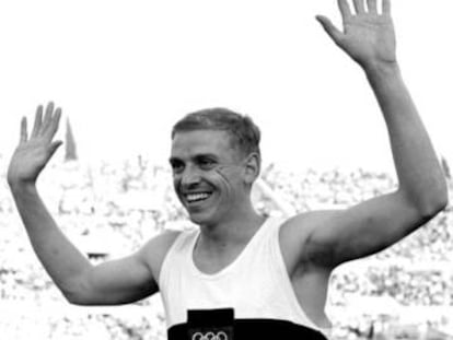 Armin Hary, tras ganar los 100m de los Juegos de Roma 60.
