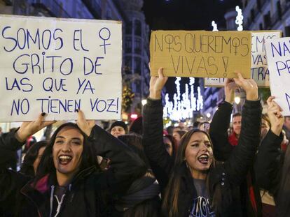 Manifestación contra la violencia de género en la Puerta del Sol de Madrid.