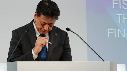 Makoto Uchida, consejero delegado de Nissan, hoy, en la presentación de resultados de la compañía en Yokohama (Japón)
 