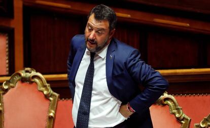 El líder de la Liga, Matteo Salvini, este mes en el Senado.