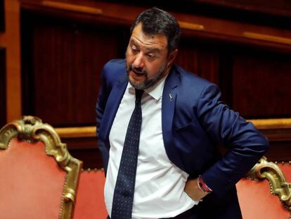 El líder de la Liga, Matteo Salvini, este mes en el Senado. 
