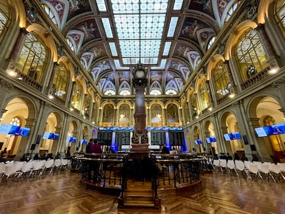 Patio de operaciones de la Bolsa de Madrid.