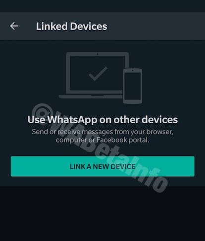 Sección de dispositivos vinculados a WhatsApp.