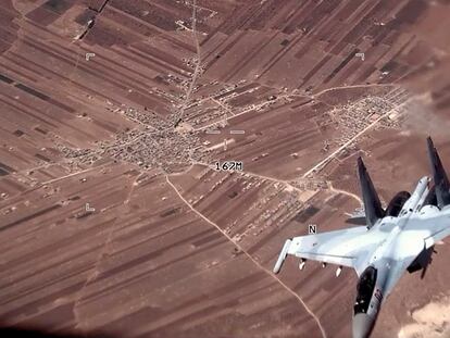 Un caza ruso Su-35 sobrevolaba Siria el 5 de julio de 2023 en una imagen captada por las Fuerzas Aéreas de Estados Unidos.