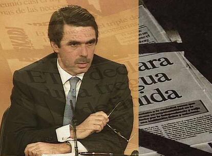 Aznar, en un fragmento de <i>La otra tregua,</i> vídeo realizado por el PSOE.