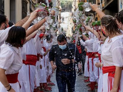 El presidente de la Generalitat, Pere Aragonès, el pasado lunes en las Fiestas de Sant Roc de Arenys de Mar (Barcelona).