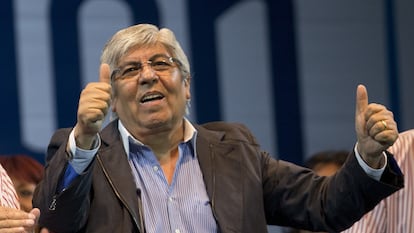 El líder sindical Hugo Moyano durante un evento de lanzamiento de su nuevo partido político en Buenos Aires (Argentina), en mayo de 2013.