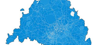 El mapa del partido ganador en cada municipio de Madrid.