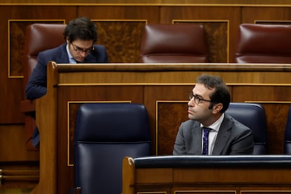 El ministro de Economía, Carlos Cuerpo, durante la sesión de control al Gobierno del pasado miércoles en el Congreso.