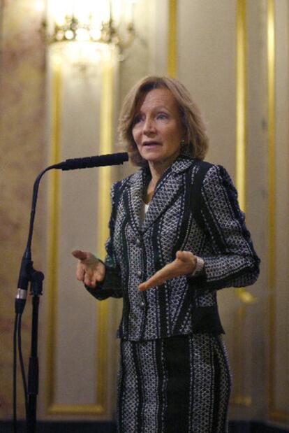 Elena Salgado,  ayer en  el Congreso.