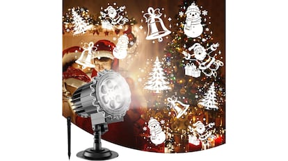 Vista del proyector láser navideño de luces blancas.