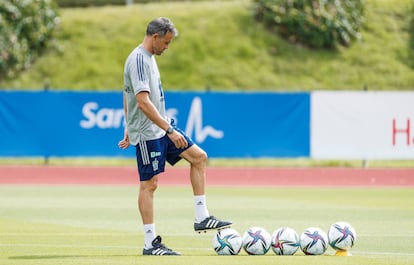 Luis Enrique, en el último entrenamiento de la selección en Las Rozas.