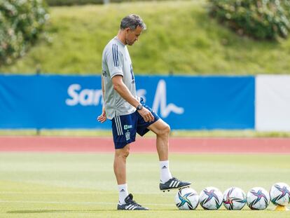 Luis Enrique, en el último entrenamiento de la selección en Las Rozas.