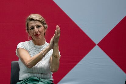 Yolanda Díaz, este domingo en Sevilla.