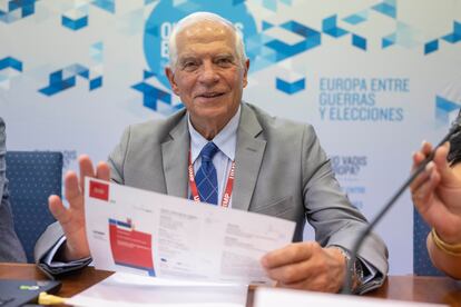 El alto representante de la UE, Josep Borrell, durante la rueda de prensa de este lunes en Santander.