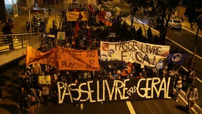 Ato pelo Passe Livre estudantil em S&atilde;o Paulo no &uacute;ltimo dia 18.