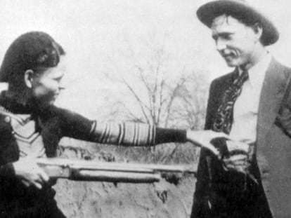 Bonnie y Clyde en Texas el 6 de enero de 1933. 