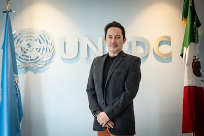 Hugo Córdoba en la sede de la Organización de las Naciones Unidas, en Ciudad de México, el 9 de julio de 2025.
