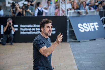 Javier Bardem, a su llegada este jueves al hotel que aloja a los invitados del Festival de Cine de San Sebastián.