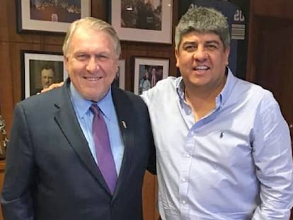  Los sindicalistas Jimmy Hoffa y Pablo Moyano, durante un encuentro Estados Unidos.