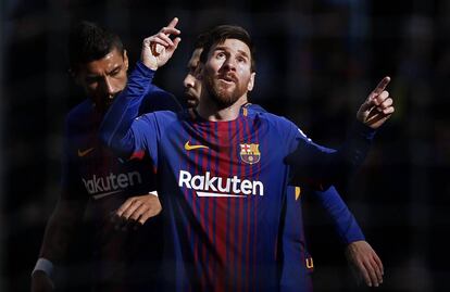 Messi celebra su gol ante el Celta.