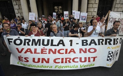 Una protesta vecinal contra el circuito de F1 de Valencia.