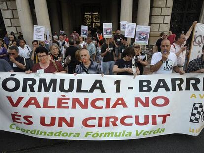 Una protesta vecinal contra el circuito de F1 de Valencia. 