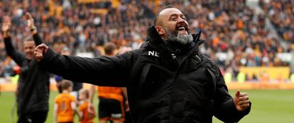 Nuno Espirito Santo celebra la victoria del Wolverhampton este domingo ante el Birmingham.