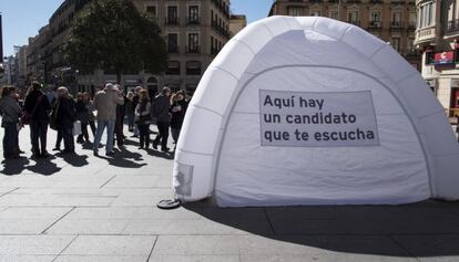 El iglú instalado en Callao, en el centro de Madrid.