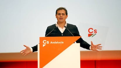 Albert Rivera, líder de Ciudadanos, en un acto el pasado domingo.