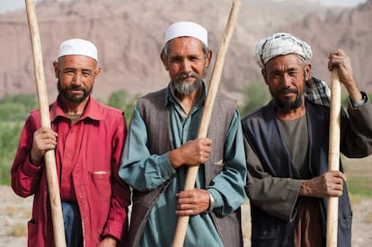 Grupo de granjeros en Shaspol, provincia de Bamiyan (Afganistán). Más del 80% de la población rural depende aún de combustibles tradicionales para cocinar, como la leña, el estiércol o el carbón, y otros 400 millones de personas de los ocho países de la región carecen de acceso a electricidad.