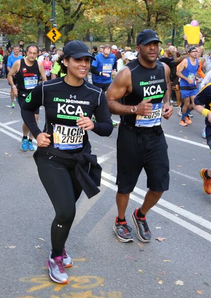 La cantante Alicia Keys, en el tramo del maratón por Central Park en la carrera de 2015.