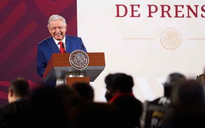 Andrés Manuel López Obrador durante su conferencia matutina de este viernes, en Ciudad de México.