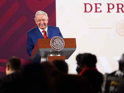 Andrés Manuel López Obrador durante su conferencia matutina de este viernes, en Ciudad de México.