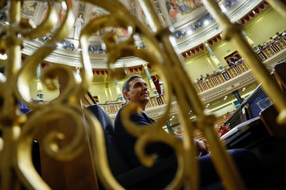 El presidente del Gobierno, Pedro Sánchez, durante el debate del estado de la nación.
