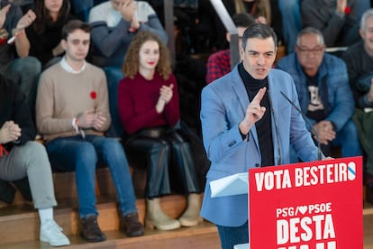 El secretario general del PSOE y presidente del Gobierno Pedro Sánchez, ha arropado al candidato a la Presidencia de la Xunta de Galicia, Jose Ramón López Besteiro, este sábado en Vigo.