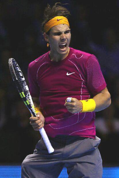 Rafael Nadal celebra un golpe ganador.