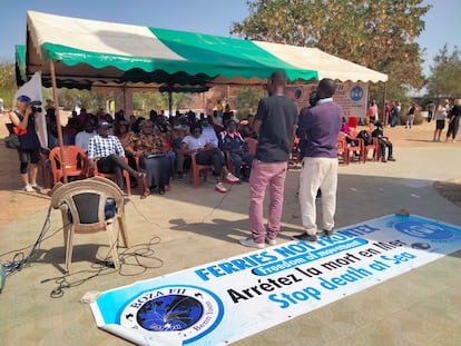 Homenaje a las víctimas de la migración en Gorée (Senegal) el 5 de febrero de 2022.