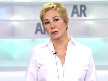 Ana Rosa Quintana, este lunes en el plató de 'El programa de Ana Rosa', de Telecinco.