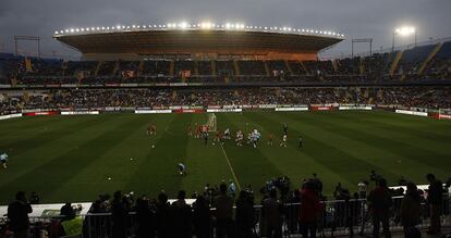 La Rosaleda, casi al completo, durante la sesión de tarde