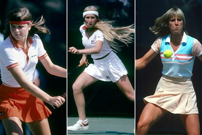 Hana Mandlíková, Andrea Jaeger y Chris Evert-Lloyd.